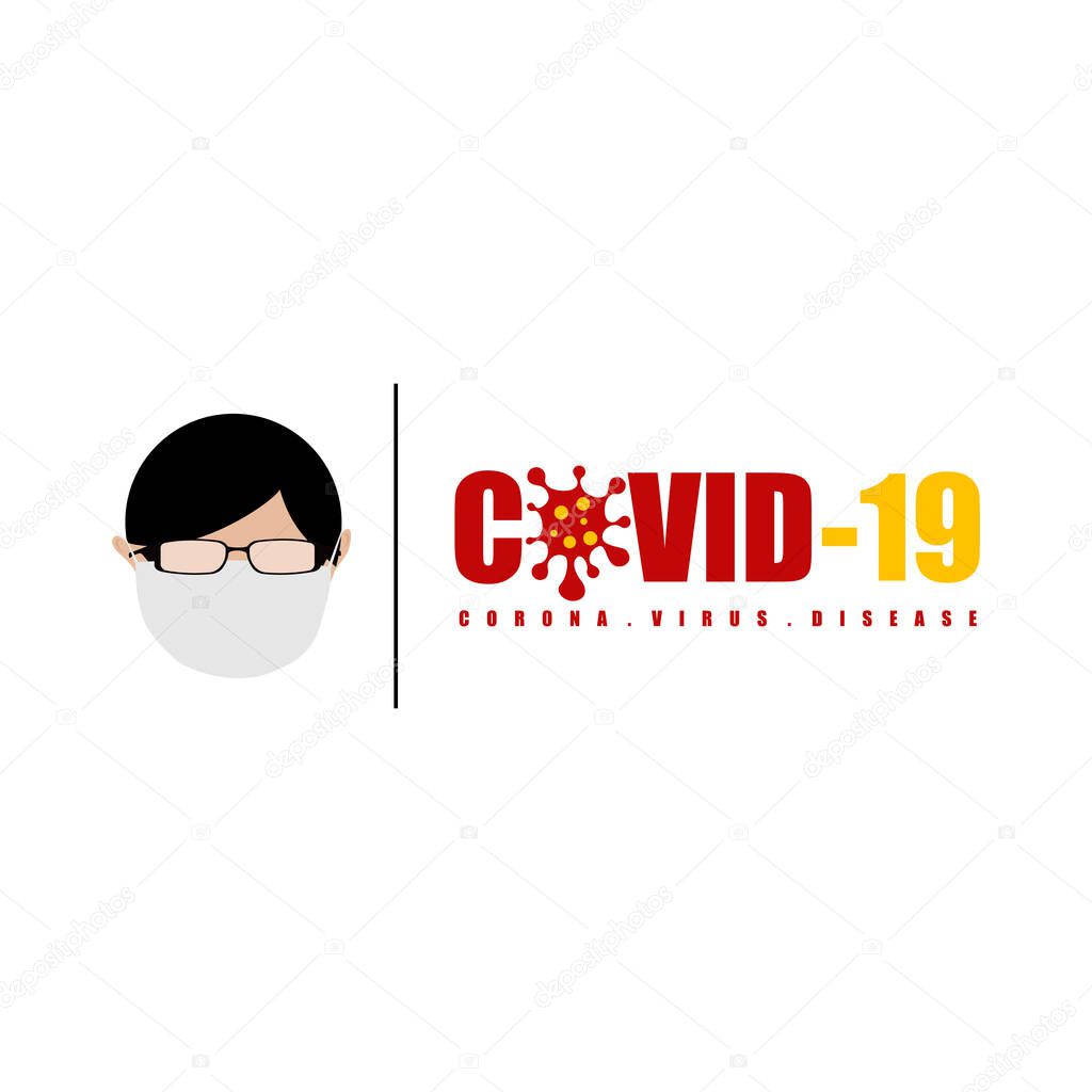 Covid-19 (Corona Virus Disease) Typography with people use health masks for template design