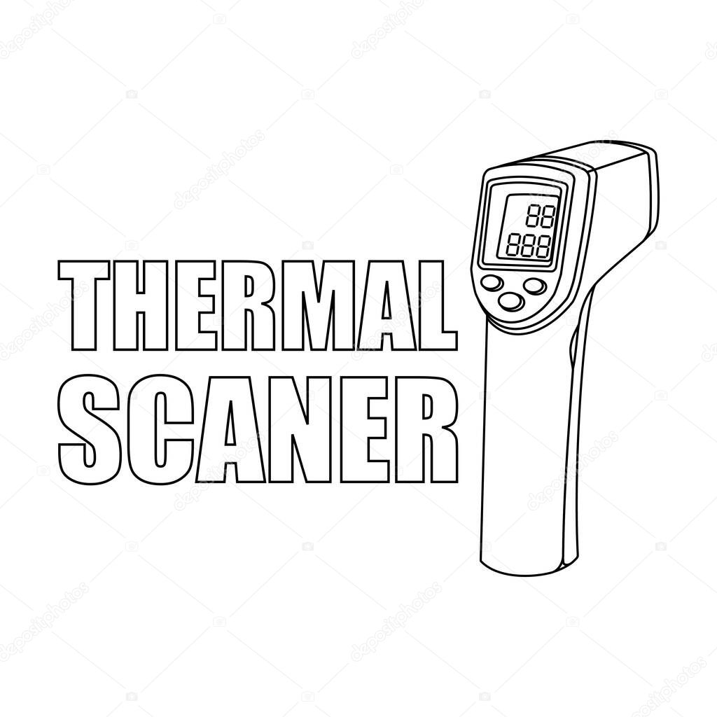 Outline Thermal Scanner vector Illustration for template design