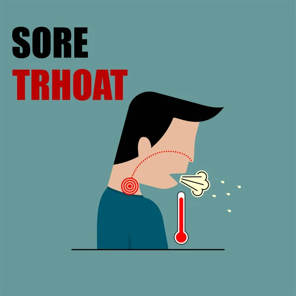 Sore Throat Acute Respiratory Disorders Vector Illustration Template Design — 스톡 벡터