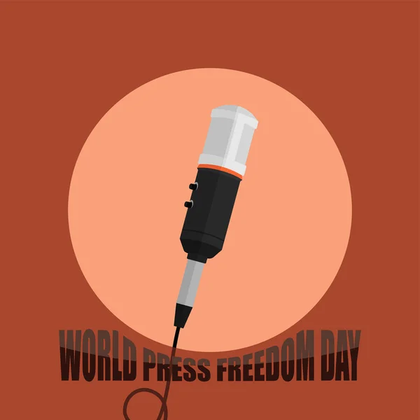 Dia Mundial Liberdade Imprensa Com Microfone Vetor Fundo Laranja Ilustração —  Vetores de Stock