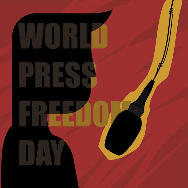 World Press Freedom Day Silhouette Man Microphone Vector Illustration Template — стоковий вектор