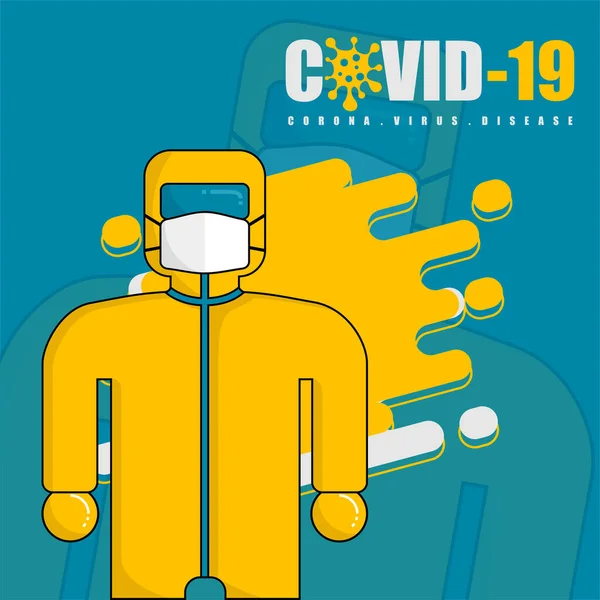 Costume Hazmat Măști Protecție Pentru Preveni Desenele Animate Vectoriale Coronavirus — Vector de stoc