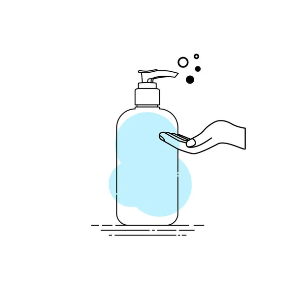 Soap Dispenser Hand Outline Vector Illustration Template Design — Stock Vector