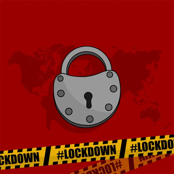 Lockdown Quarantine Padlock Vector Illustration Template Design — Stock Vector