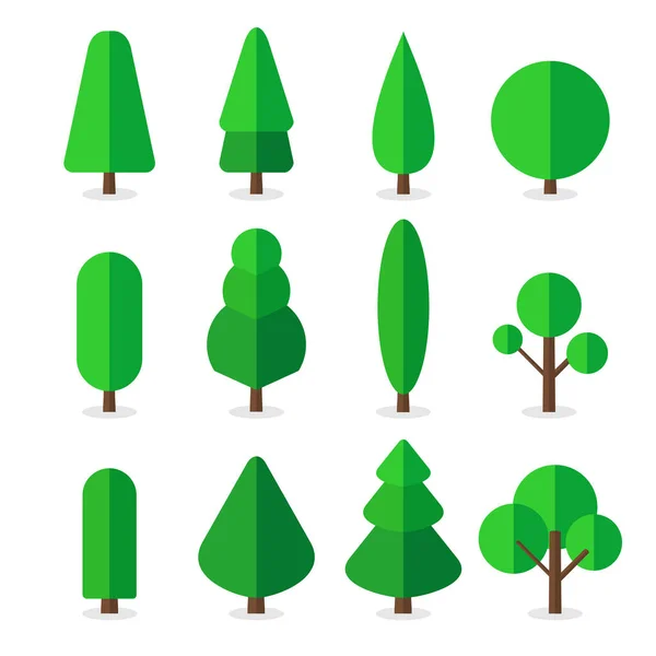 Set Objeto Los Árboles Planos Diseño Árboles Planos Icono Árboles — Vector de stock