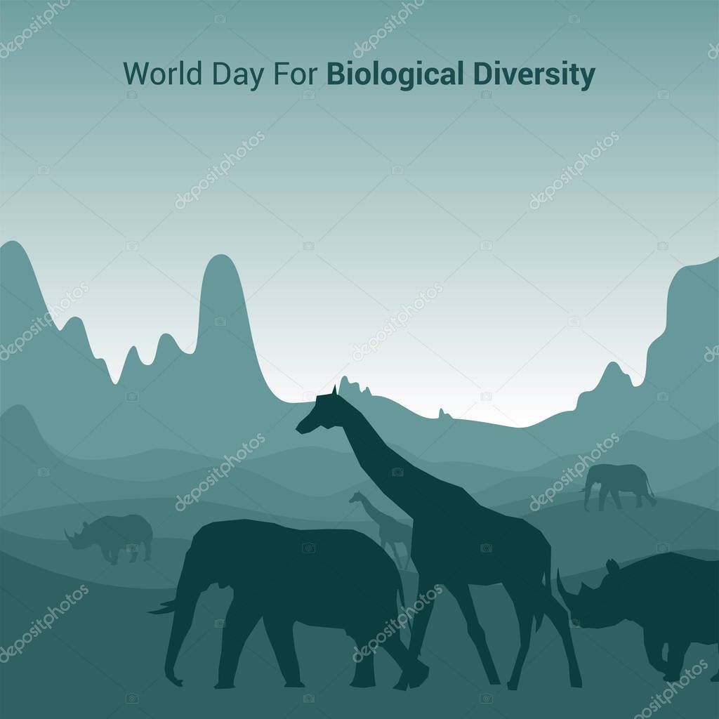 World Day For Biological Diversity. Wildlife Landscape design. Wild animal life in the forest. Vector Illustration.