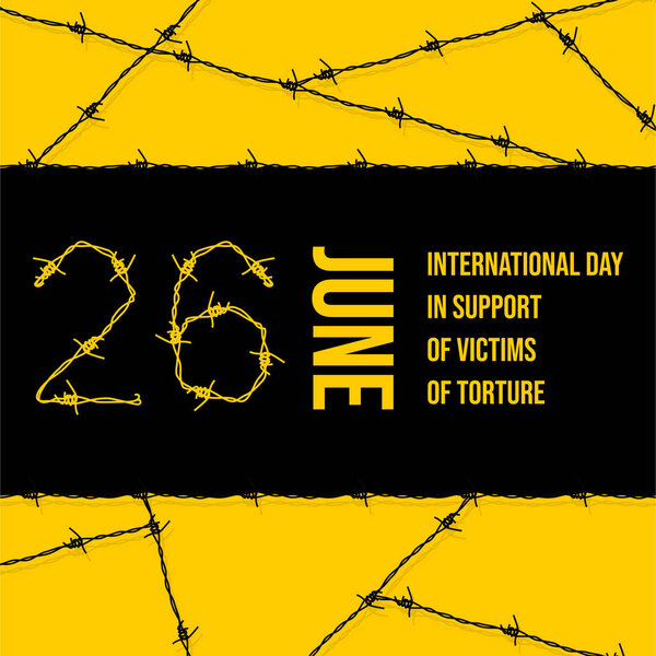 Векторное проектирование Международного дня в поддержку жертв пыток с использованием концепции колючей проволоки. празднование 26 июня
.