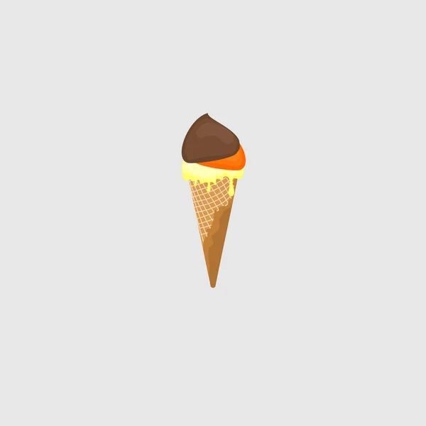 Cono Chocolate Helado Con Crema Derretida Vector Ilustración Buena Plantilla — Archivo Imágenes Vectoriales