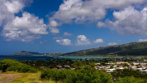 Vista Hacia Cabeza Diamante Honolulu Través Orilla Sureste Casas Largo —  Fotos de Stock