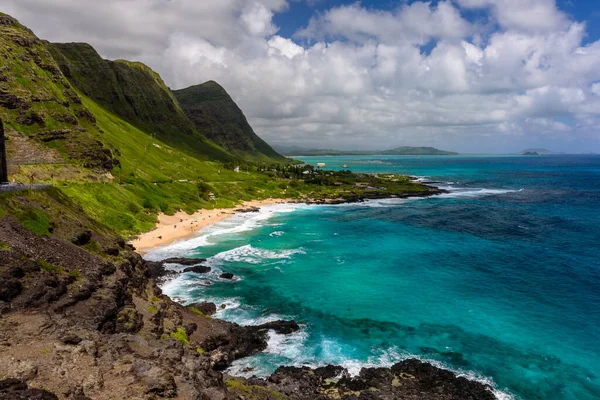 Oahu Hawaii Nin Doğu Yakasındaki Makapu Plajı Manzarası Gün Güneşli — Stok fotoğraf