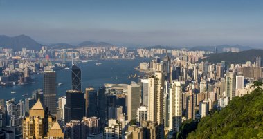 Victoria Limanı 'nda gün batımı Victoria Tepesi' nde görülüyor.