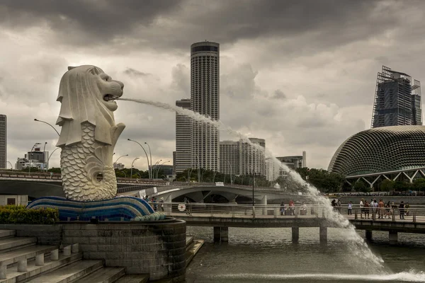 Famous Merlion Harbor Wall Singapore — Stock Photo, Image