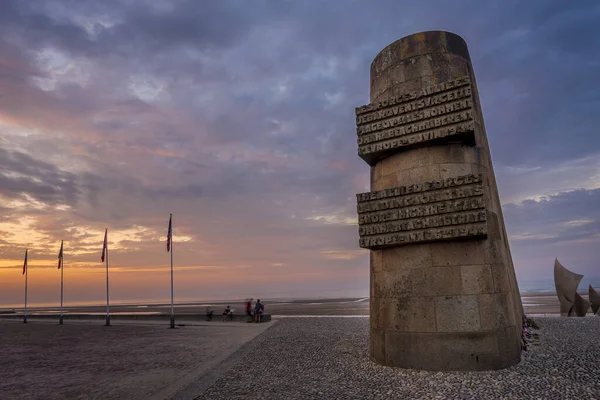 Památník Omaha Beach Při Západu Slunce Létě — Stock fotografie