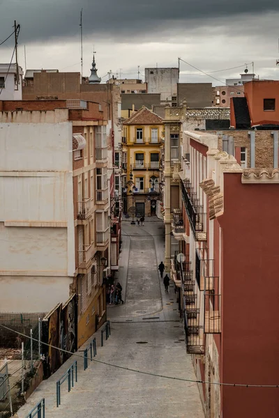 Una Ripida Strada Cittadina Cartagena Nel Sud Della Spagna Febbraio — Foto Stock