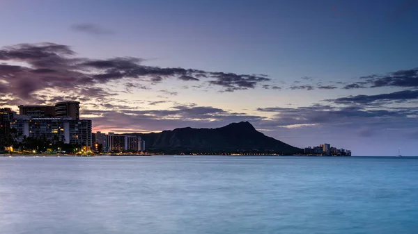 Una Vista Diamond Head Playa Waikiki Honolulu Hawai Amanecer — Foto de Stock