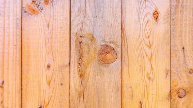 Plain fresh recycled wood background in panels, showing wood grain and nuts, with imperfections.  Copy space and slightly blurred background, with a rustic style. Wood has not been weathered. clipart