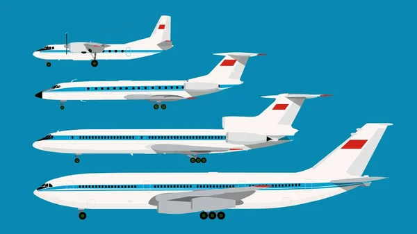 Set of civil planes series — Stock Vector