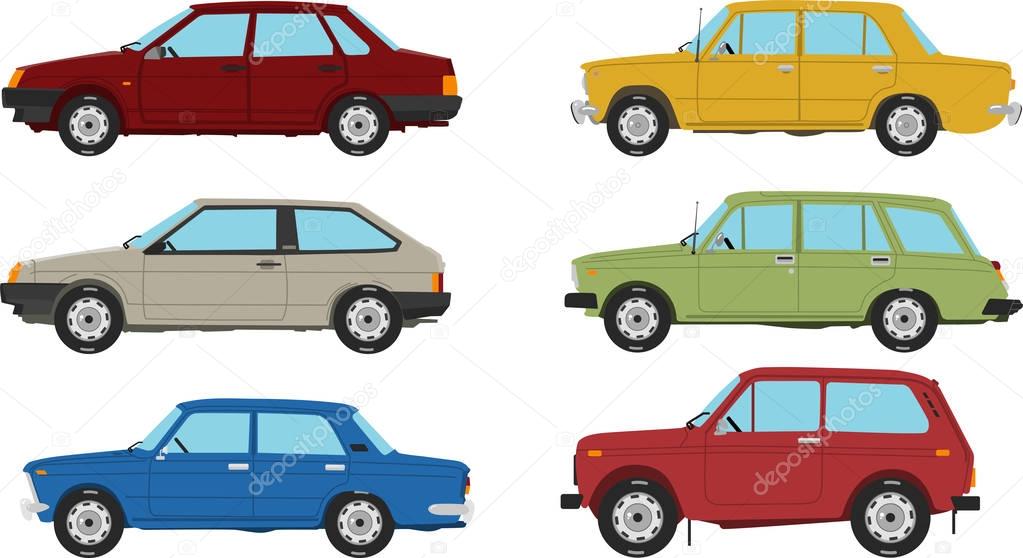 Soviet USSR Retro Cars Set 