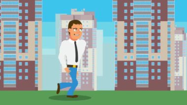 Karakter yürüyüş şehir sokak tarafından