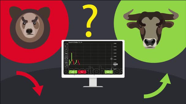 Binární možnosti býci medvědi terminál animace — Stock video