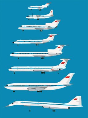 Retro SSCB Sivil uçaklar Infographic 