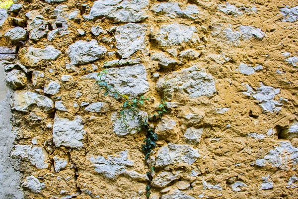 Stein und gelbe Mauer — Stockfoto