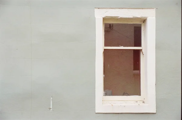 Old White Wooden Window White Wall — Stock Photo, Image