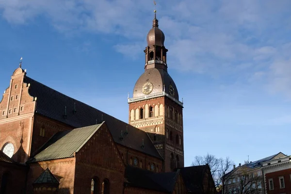 Riga Lettland November 2019 Höstträd Bland Gotisk Arkitektur — Stockfoto