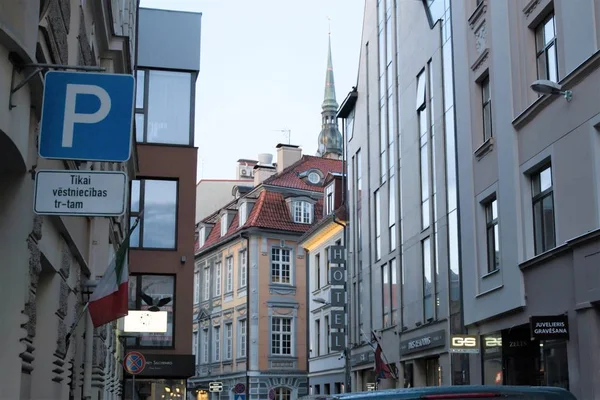 Riga, Letonya, Kasım 2019. Gotik mimarinin sonbahar ağacı.