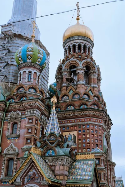 Petersburg Russia January 2020 Fragment Facade Renovated Church Ascension — 스톡 사진