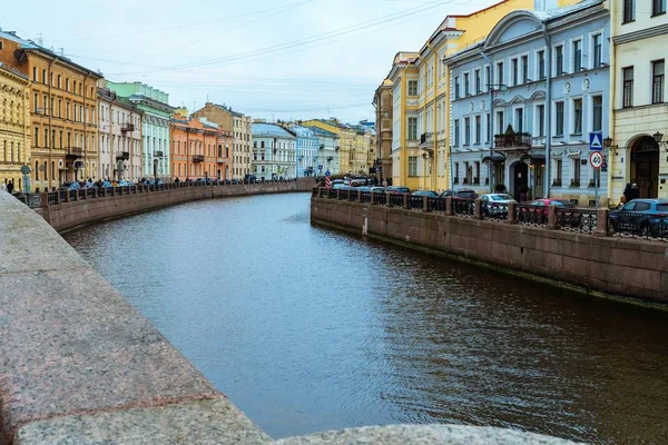 St. Petersburg, Russia, December 2019. St. Petersburg, Russia, December 2019. Embankment of the Moika River and the surrounding bu