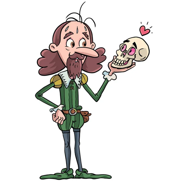 Shakespeare Schauspieler Schaut Den Schädel Und Ich Lächle — Stockvektor