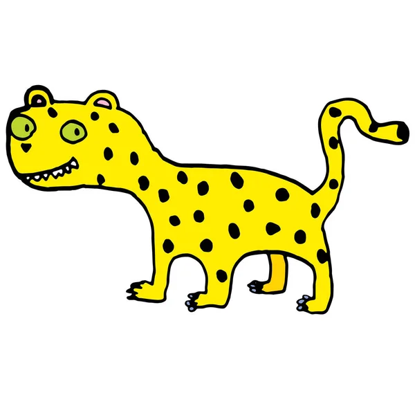 Illustration Eines Niedlichen Doddle Jaguar — Stockvektor