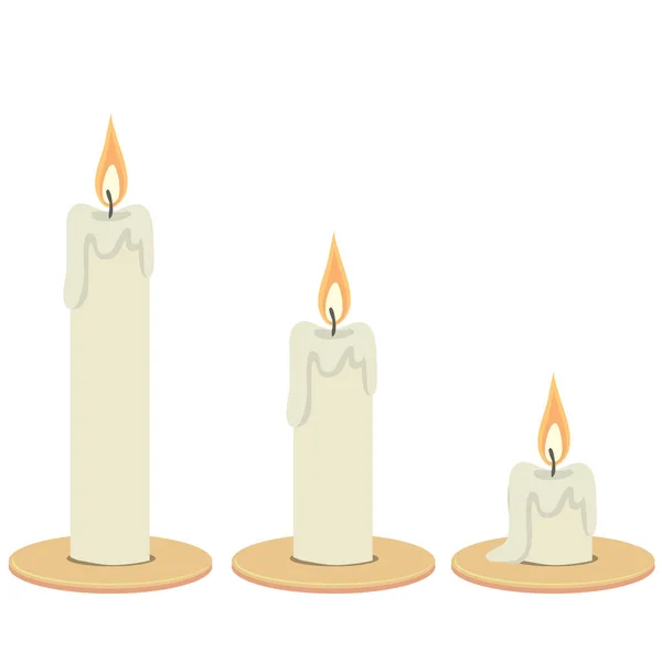 Three Candles Flames Different Lengths — Stock Vector