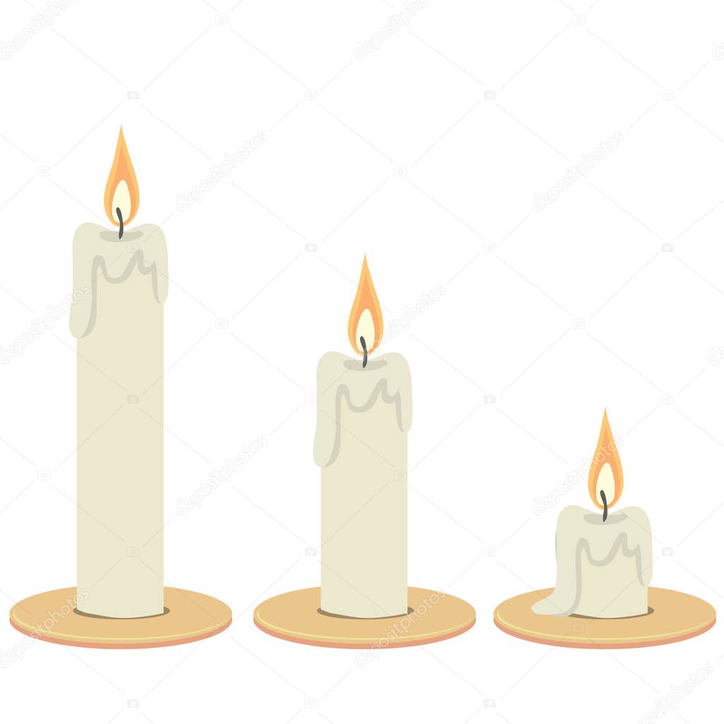 three candles with flames of different lengths