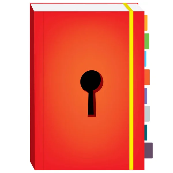 鍵穴付きの赤いノートと日記 — ストックベクタ