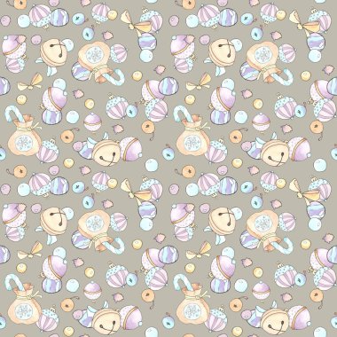 Noel temasında suluboya dikişsiz desen.