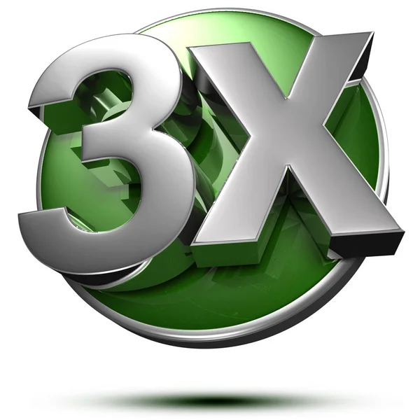 Beyaz arkaplanın arkasındaki yeşil dairede 3x 3d görüntüleme. (Kırpma Yolu ile).