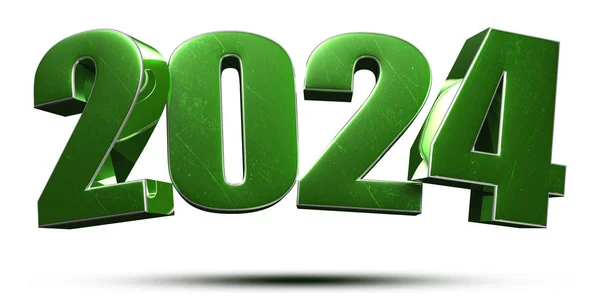 2024 Čísla Zelená Bílém Pozadí Oříznutou Cestou — Stock fotografie