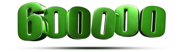 600000 Αριθμοί Πράσινο Απόδοση Λευκό Φόντο Διαδρομή Αποκοπής — Φωτογραφία Αρχείου