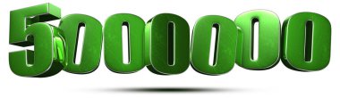 Beyaz arkaplanda 5.000 tane yeşil 3D numara var. (Kırpma Yolu ile).