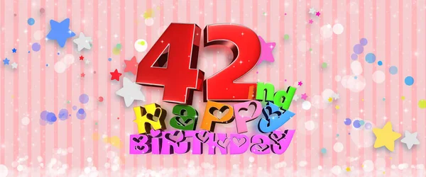 Anniversario Buon Compleanno 42Esimo Colorato Illustrazione Sfondo Rosa — Foto Stock