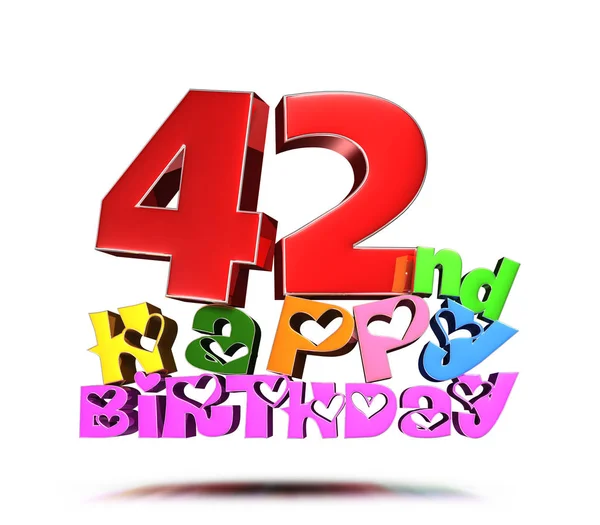 Aniversare Happy Birthday 42Nd Ilustrație Colorată Fundal Alb Clipping Path — Fotografie, imagine de stoc