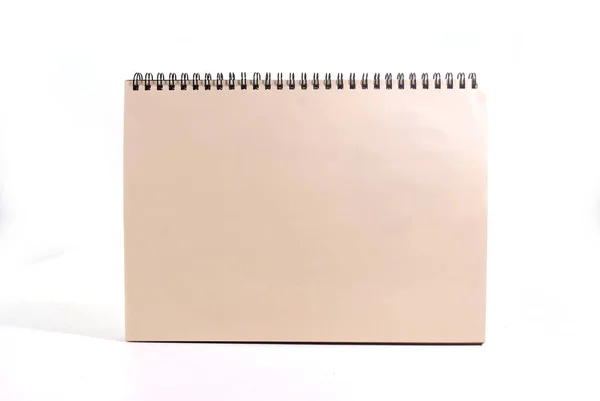 Caderno Capa Madeira Isolado Fundo Branco Com Clipping Path — Fotografia de Stock