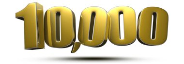 Beyaz arka planda 3D illüstrasyon 10000. (Kırpma Yolu ile).