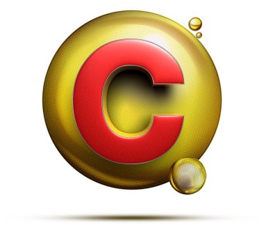 3 boyutlu illüstrasyon C vitamini beyaz arka planda izole edilmiş. (Kırpma Yolu ile).