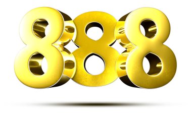 3D illüstrasyon Numarası 888 Gold beyaz arka planda izole edildi. (Kırpma Yolu ile)