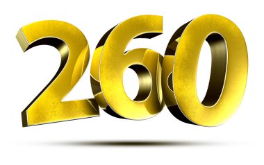 3D illüstrasyon Numarası 260 Gold beyaz arka planda izole edildi. (Kırpma Yolu ile)