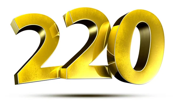 Números Ilustração 220 Ouro Isolado Fundo Branco Com Clipping Path — Fotografia de Stock