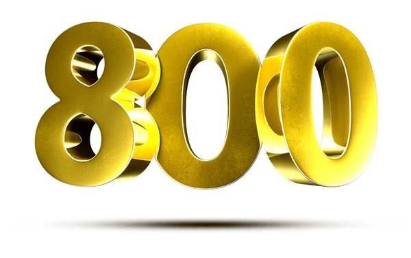 Иллюстрация Числа 800 Золото Изолированы Белом Фоне Clipping Path — стоковое фото